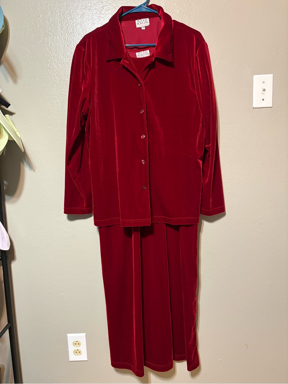 Vintage Red-Maroon Velvet Victoria Morgan Dress Size 18